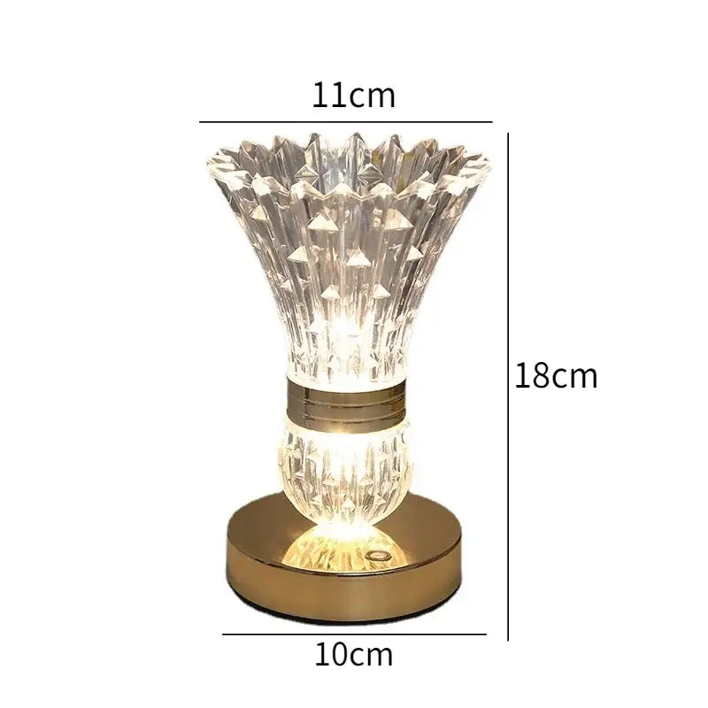 Elegant gold crystal led vase table lamp for bedroom decor