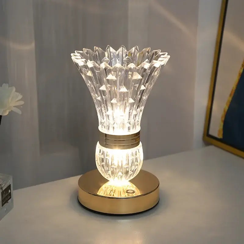 Elegant gold crystal led vase table lamp for bedroom decor