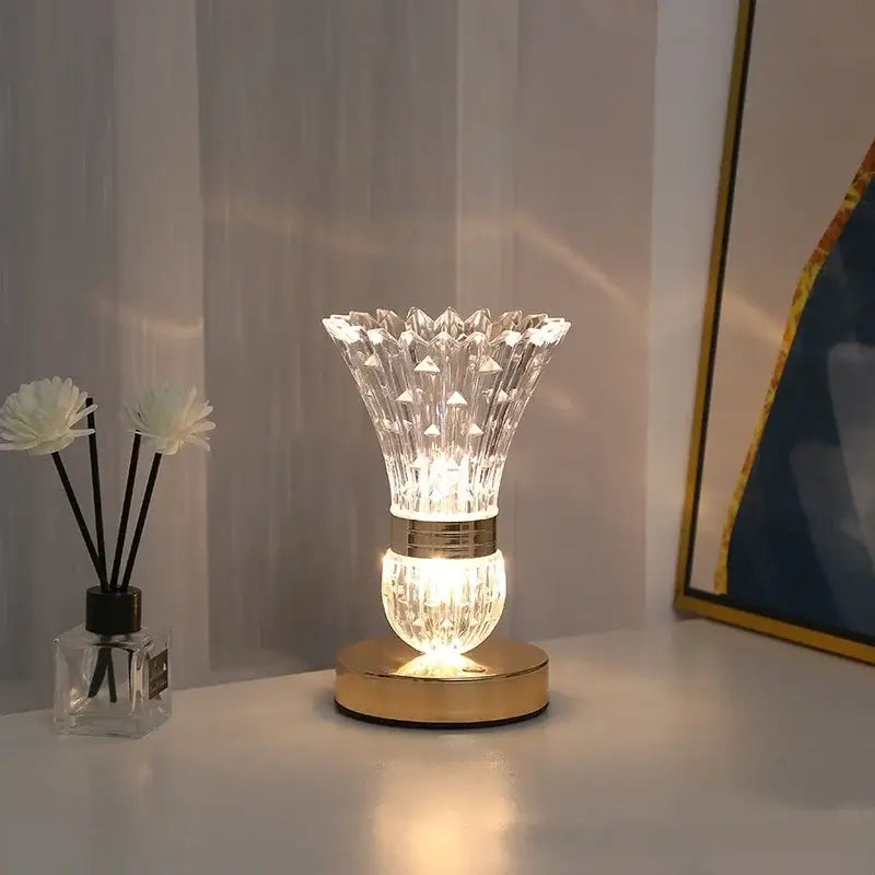Elegant gold crystal led vase table lamp for bedroom decor