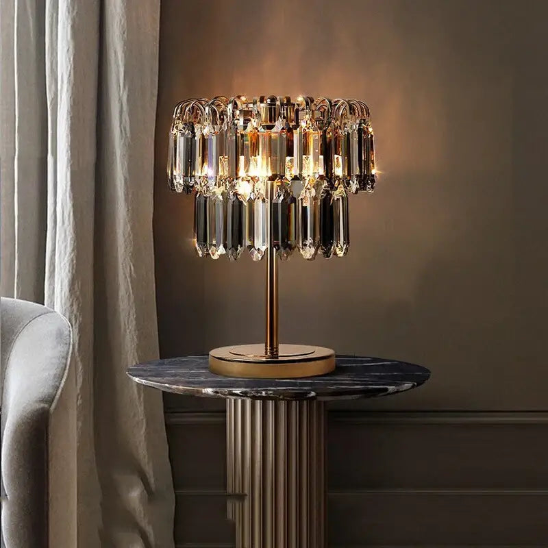 Elegant gold crystal table decor lamp bedroom desk light