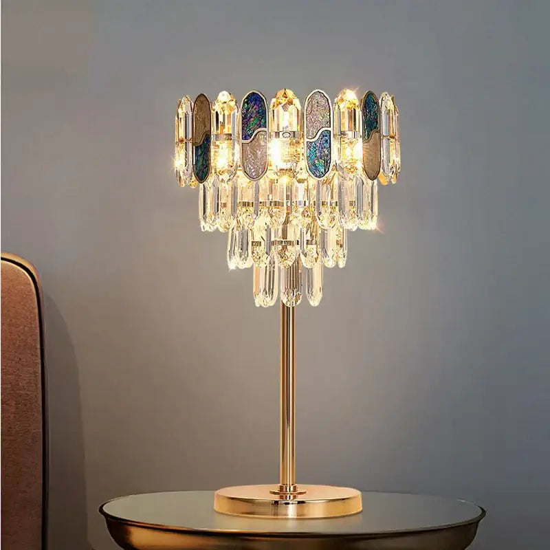 Elegant gold crystal table decor lamp bedroom desk light