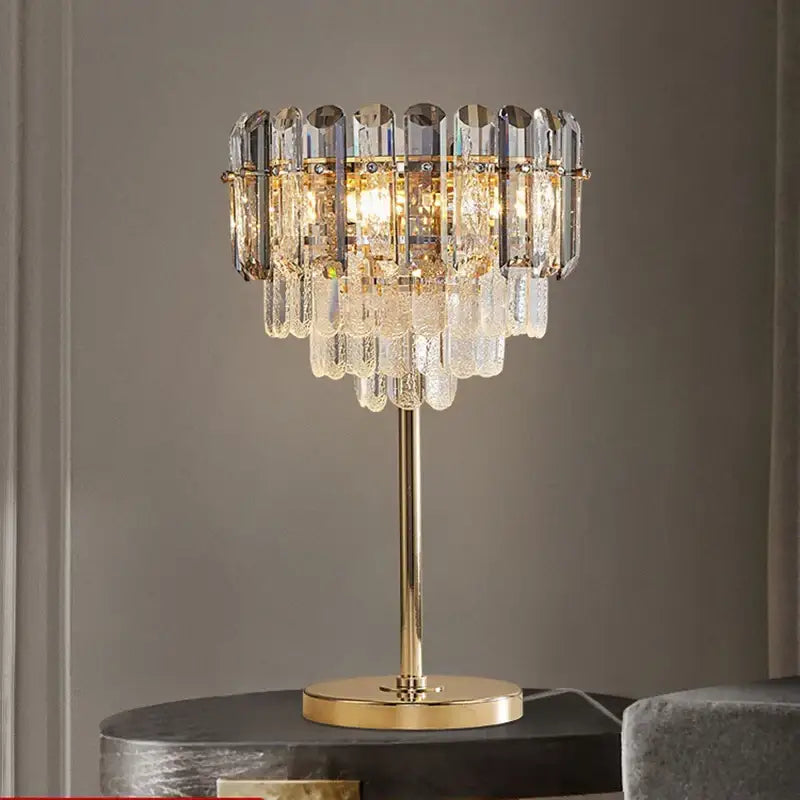 Elegant gold crystal table decor lamp bedroom desk light