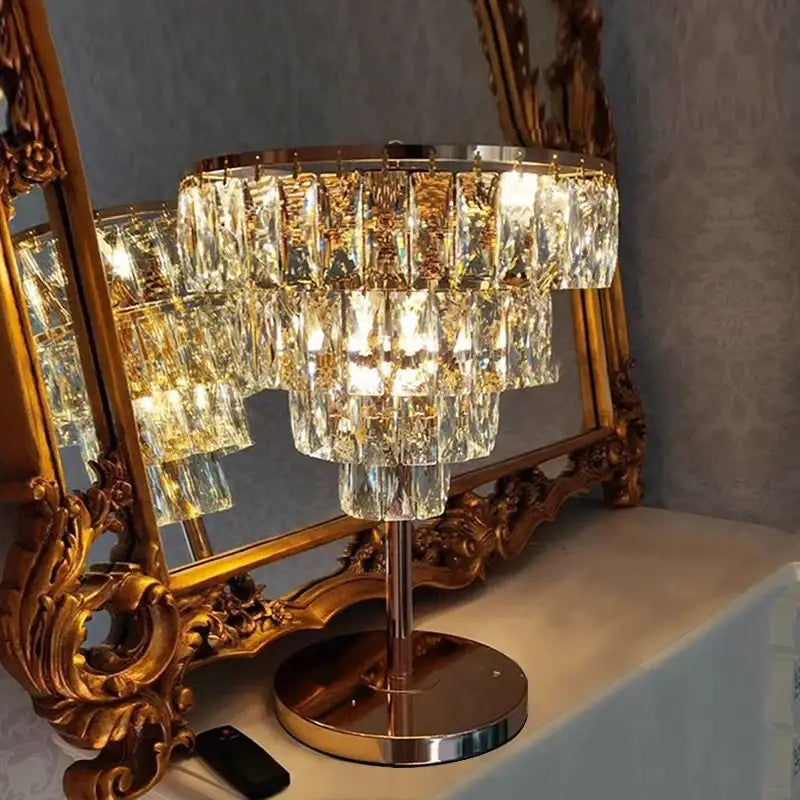 Elegant gold crystal table decor lamp bedroom desk light
