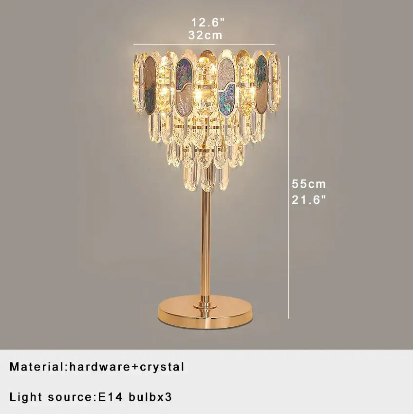 Elegant gold crystal table decor lamp bedroom desk light