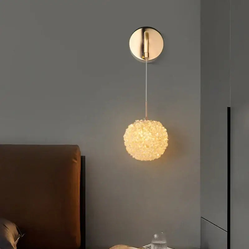 Elegant gold crystal wall lamp bedroom sconce lighting