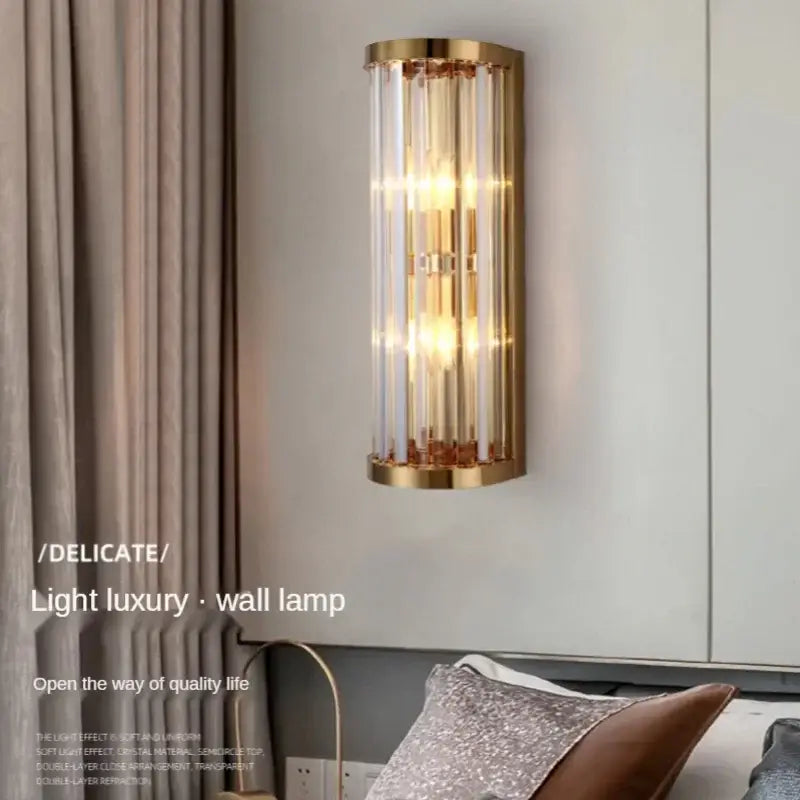 Elegant gold crystal wall lamp living room sconce