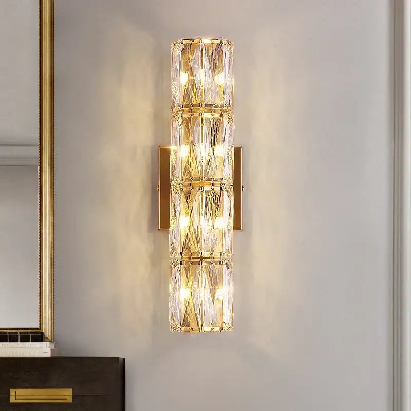 Elegant gold crystal wall lamp living room sconce