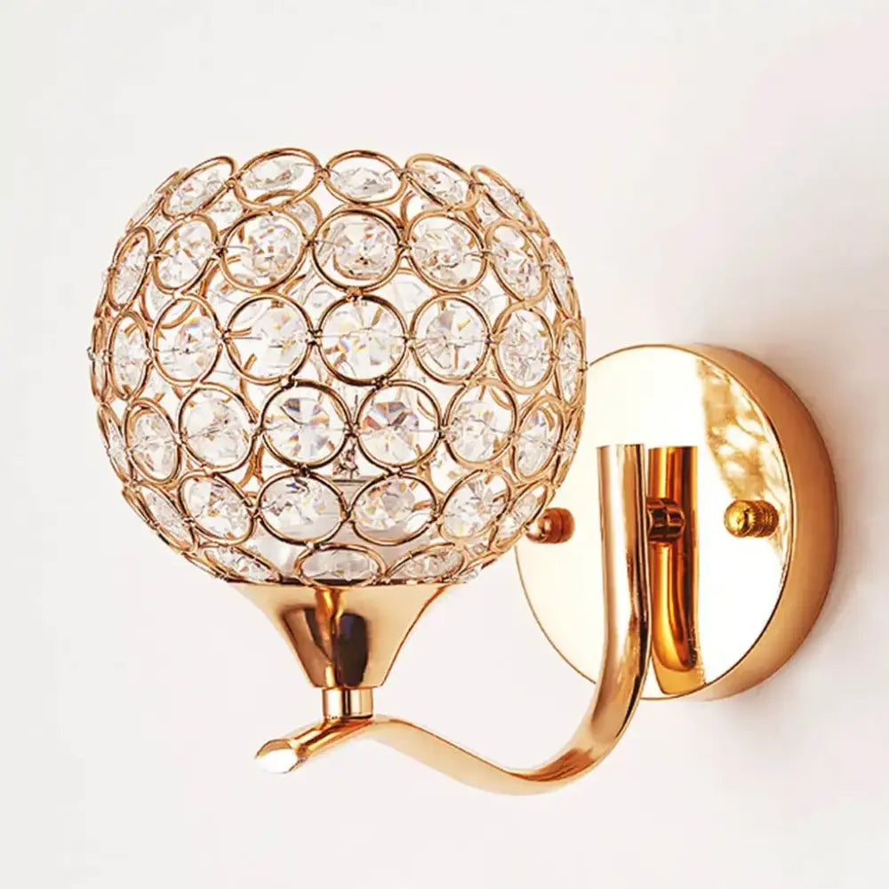 Elegant gold crystal wall sconce bedroom globe light