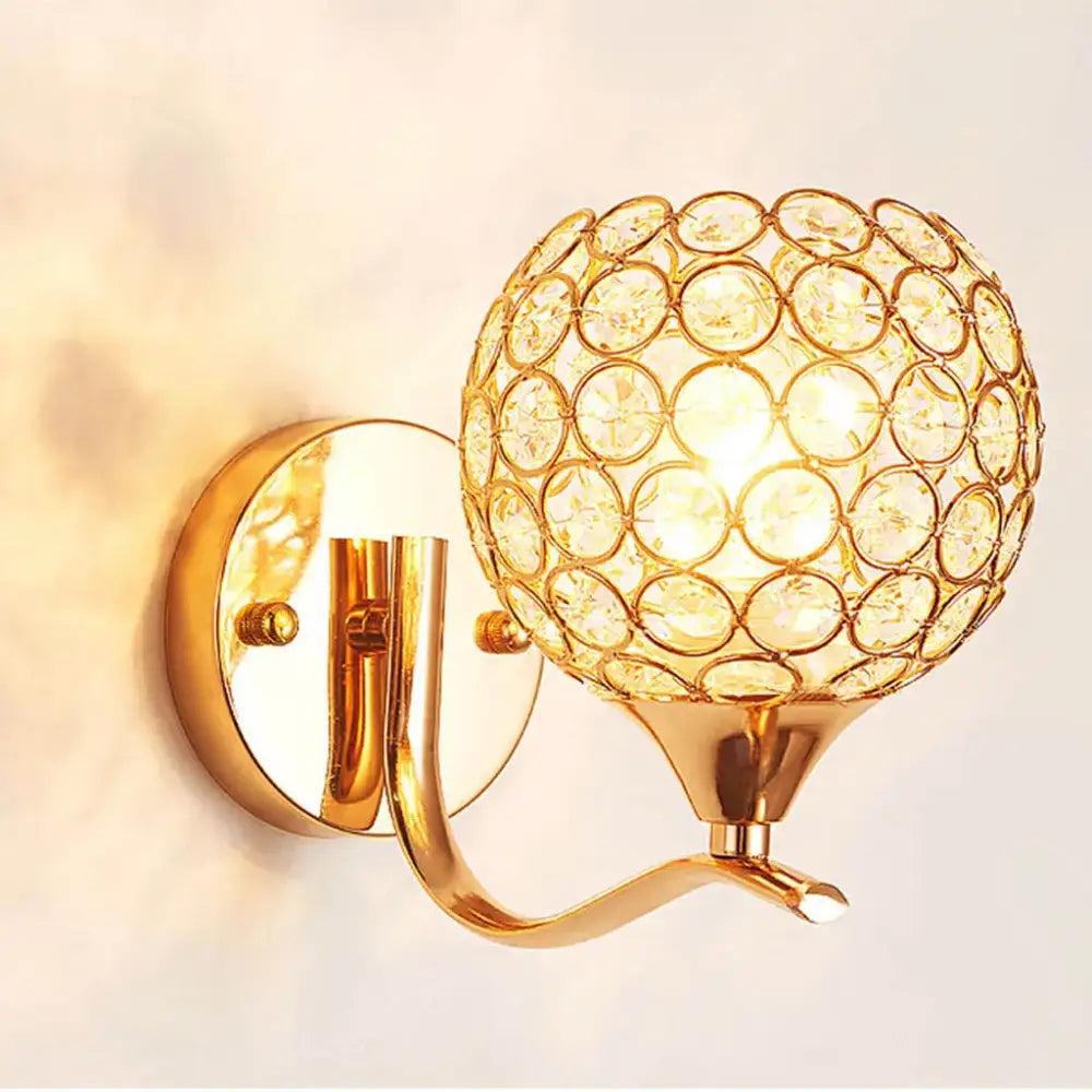 Elegant gold crystal wall sconce bedroom globe lighting