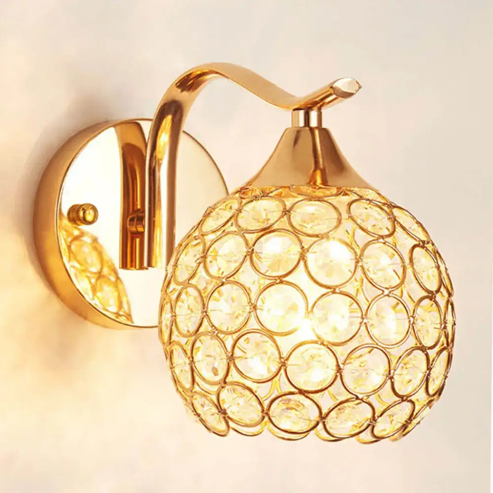 Elegant gold crystal wall sconce bedroom globe lighting