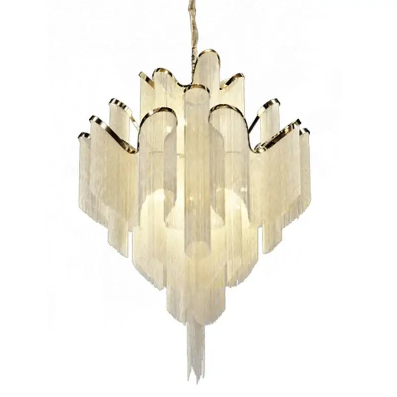 Elegant gold glass decorbites fringed chandelier for dining room