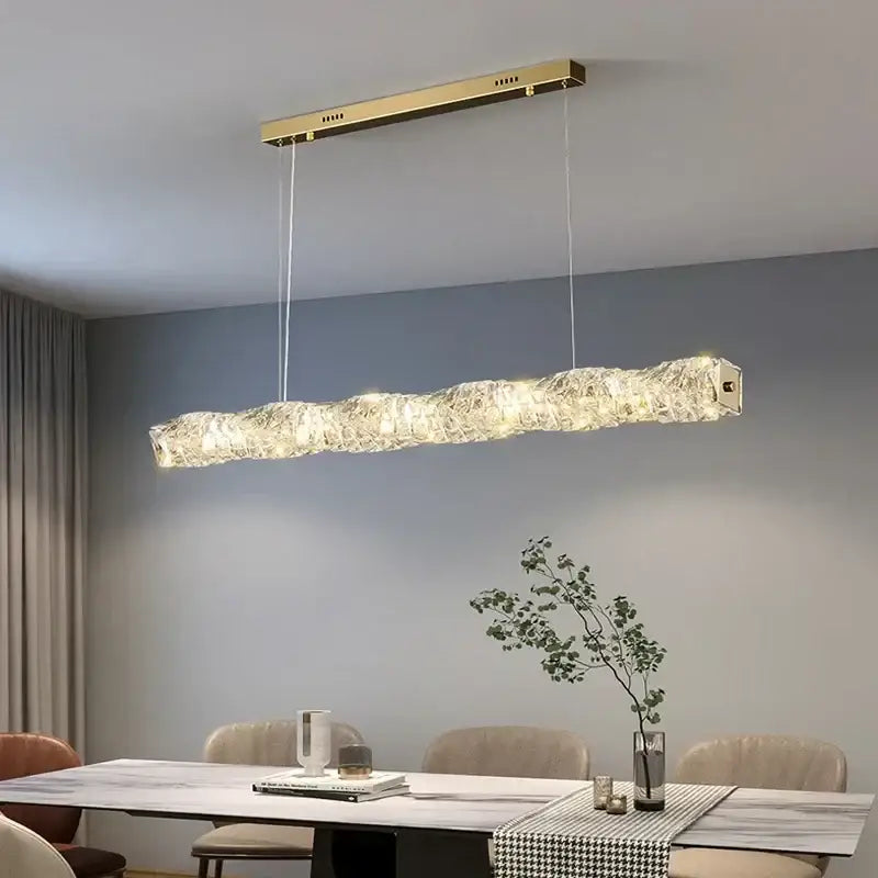 Elegant gold led crystal chandelier dining room rectangular light