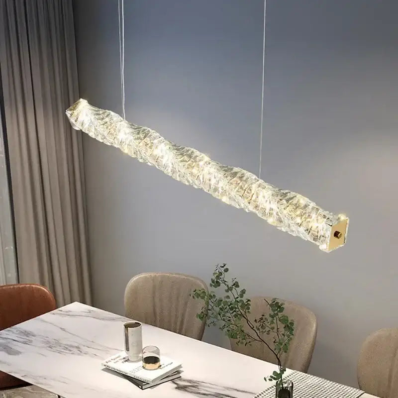 Elegant gold led crystal chandelier dining room rectangular light