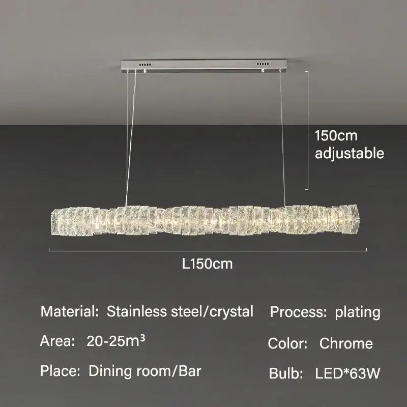 Elegant gold led crystal chandelier dining room rectangular light
