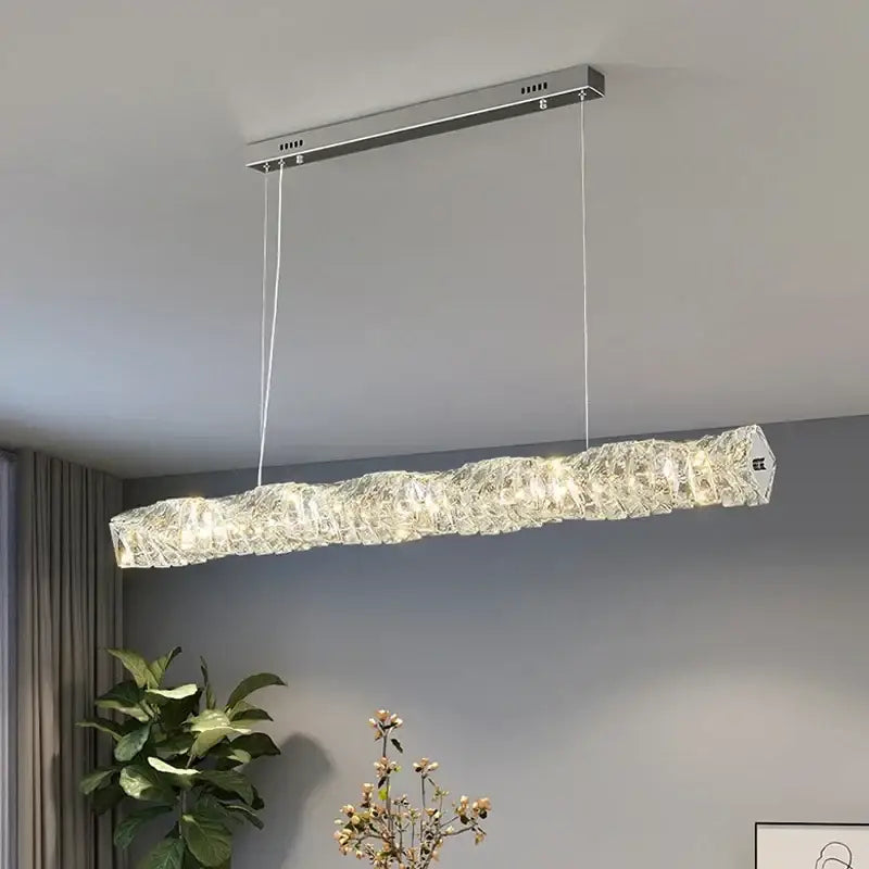 Elegant gold led crystal chandelier dining room rectangular light