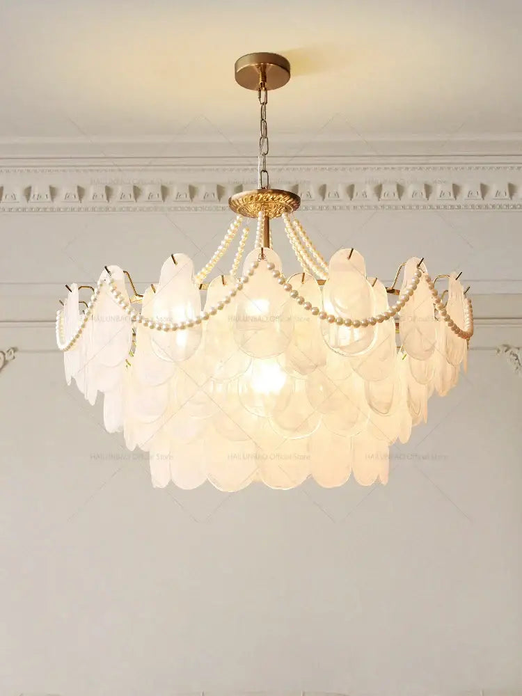 Elegant gold pearl shell chandelier garden light for dining room