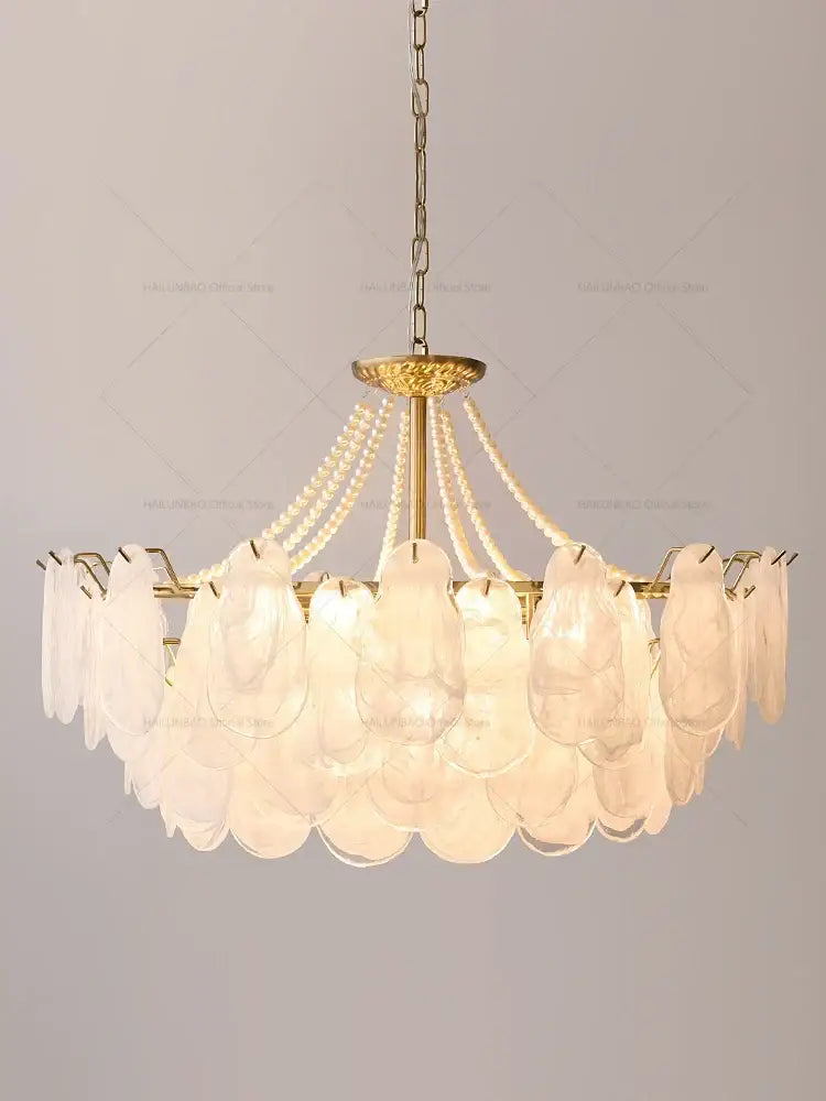 Elegant gold pearl shell chandelier garden light for dining room