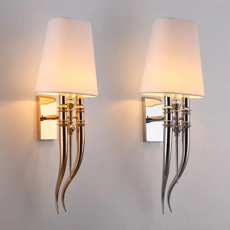 Elegant gold & silver iron claw horn wall sconce – bedroom pair