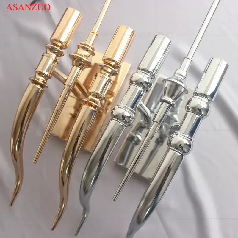 Elegant gold & silver iron claw horn wall sconce – bedroom pair