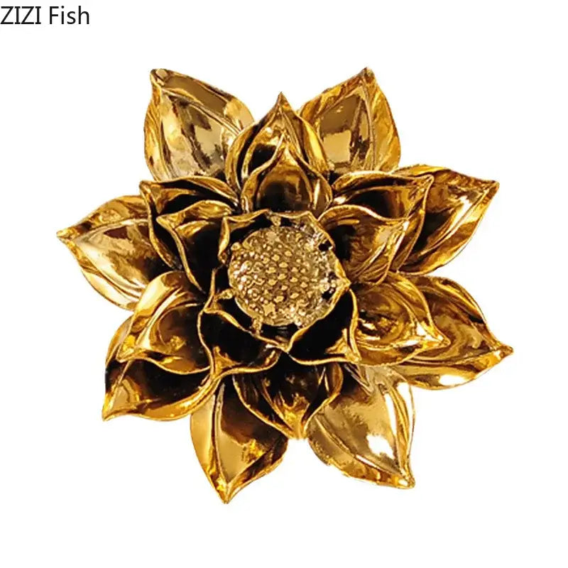 Elegant gold & silver porcelain peony wall ornaments living room decor
