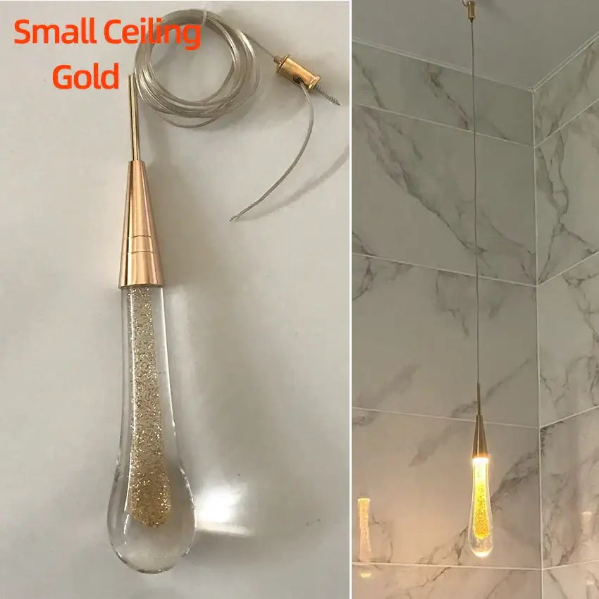 Elegant gold teardrop crystal glass pendant light dining room