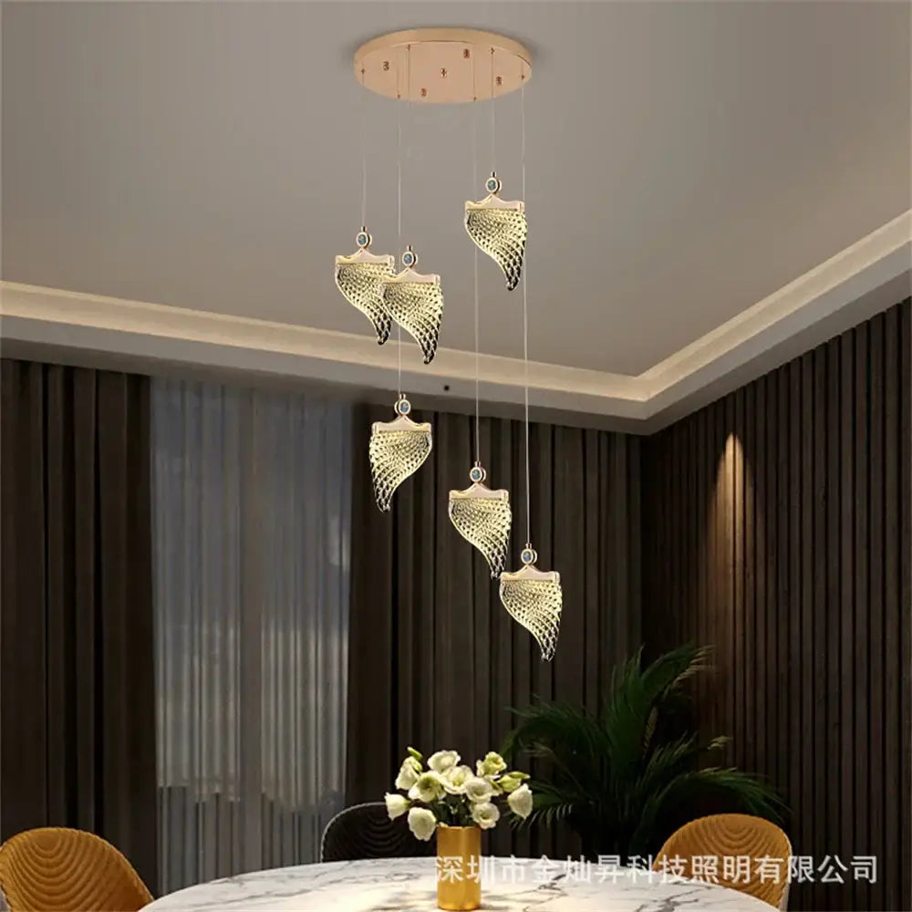Elegant golden shell acrylic chandelier for living room dining hall