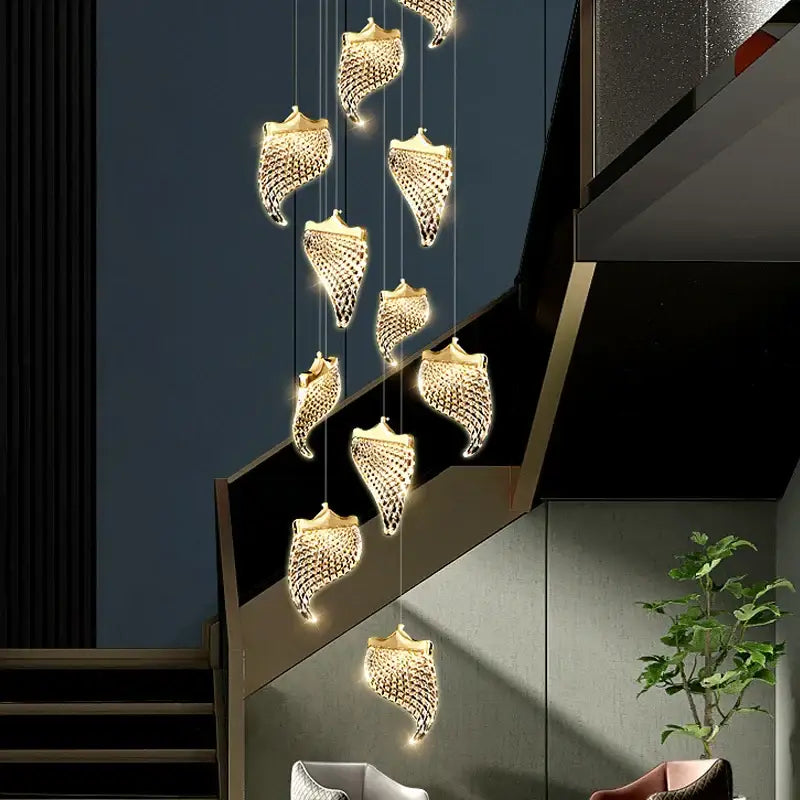 Elegant golden shell acrylic chandelier for living room dining hall