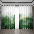 Elegant green and gold turtle leaf curtains – living room decor