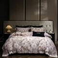 Elegant ivory floral print eucalyptus fiber bedding set bedroom