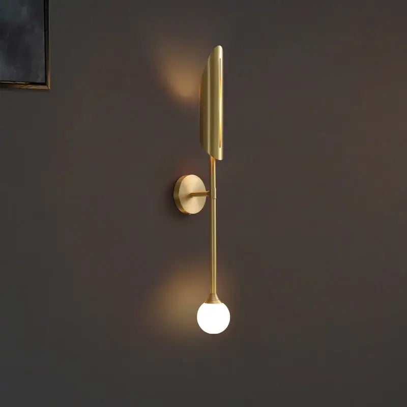Elegant modern gold wall lamp bedroom sconce with frosted glass bulb