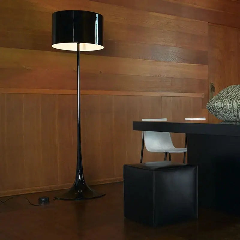Elegant mushroom black floor lamp living room warm glow interior