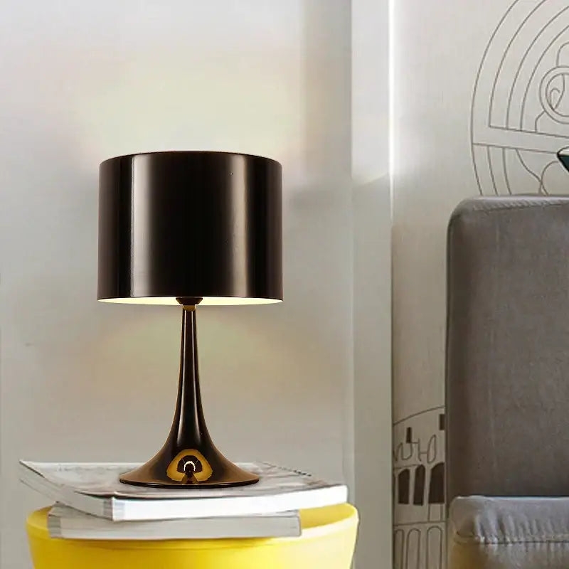 Elegant mushroom black floor lamp living room warm glow interior
