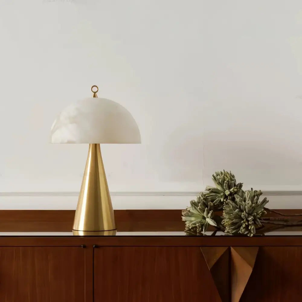Elegant natural marble table lamp white & brass bedroom light