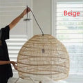 Elegant rattan wave pendant light for dining room tiered dome design
