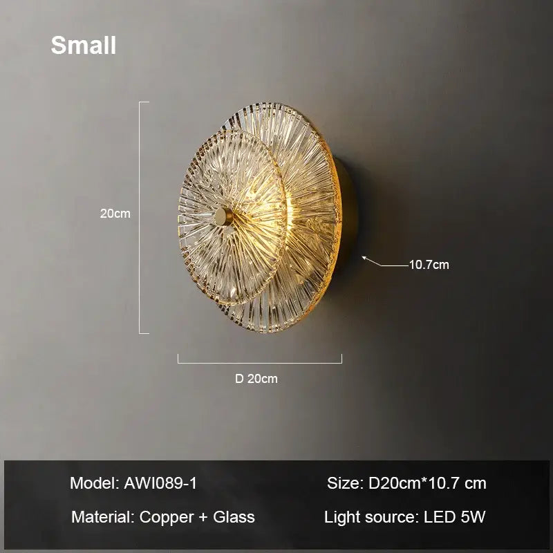 Elegant ribbed glass and gold wall sconces for living room