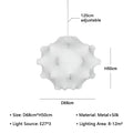 Elegant silk pendant lamp white ruffled petal light for living room