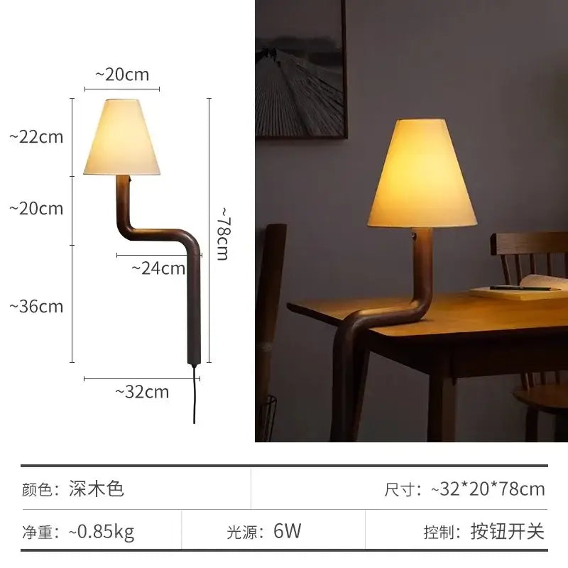 Elegant solid wood table lamp bedroom warm fabric light
