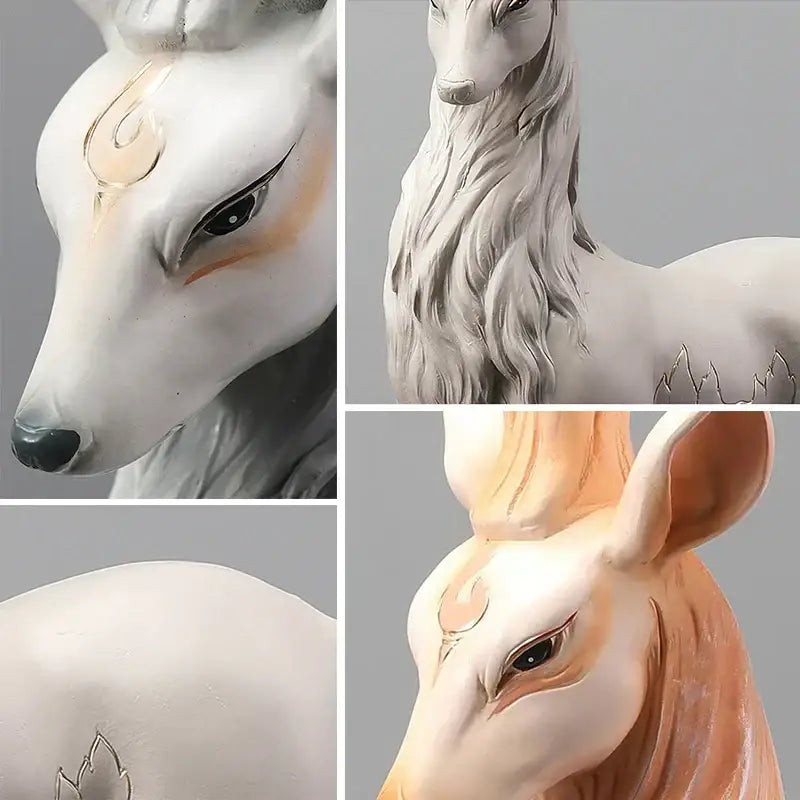 Elegant white and gold elk figurine living room decorbites deer sculpture