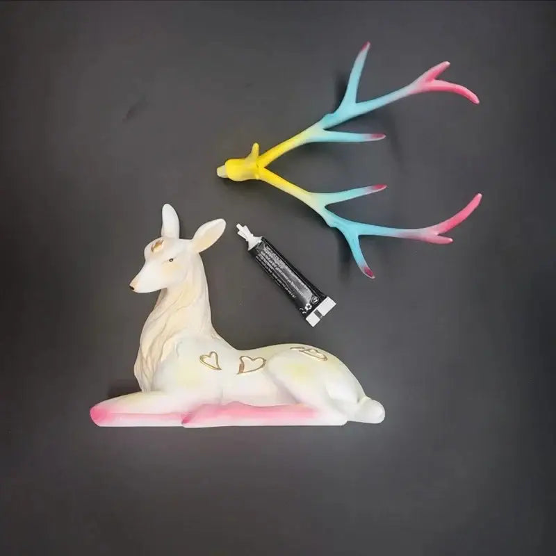 Elegant white and gold elk figurine living room decorbites deer sculpture