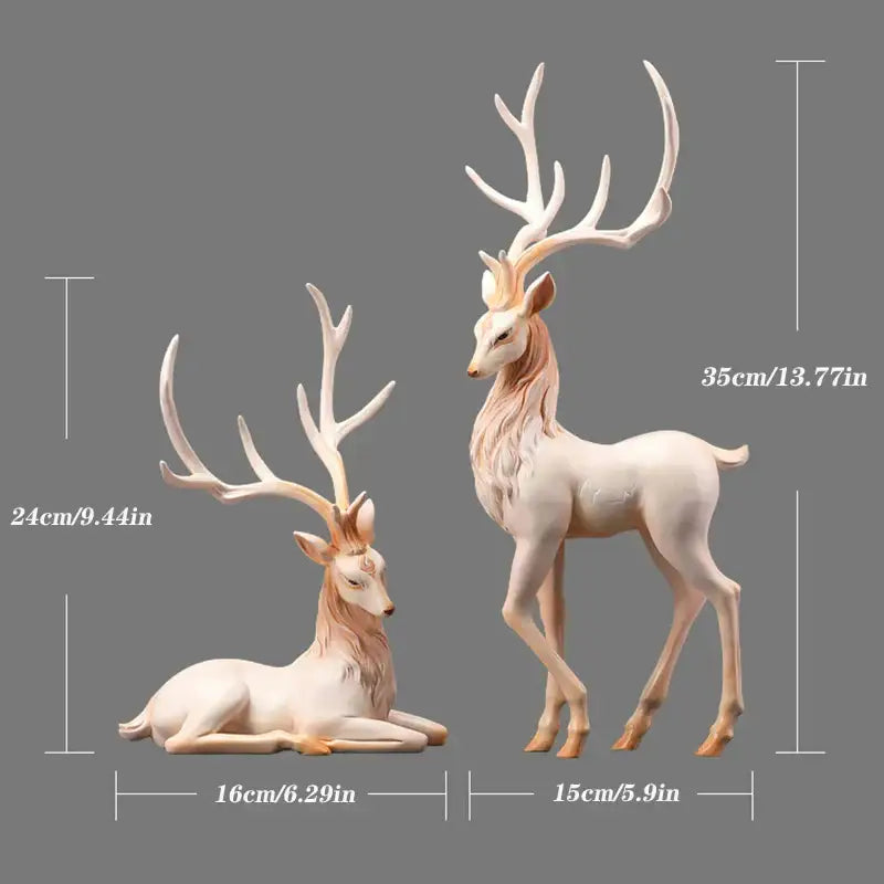 Elegant white and gold elk figurine living room decorbites deer sculpture