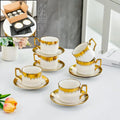 Elegant white and golden ceramic tea cup set dining room drinkware