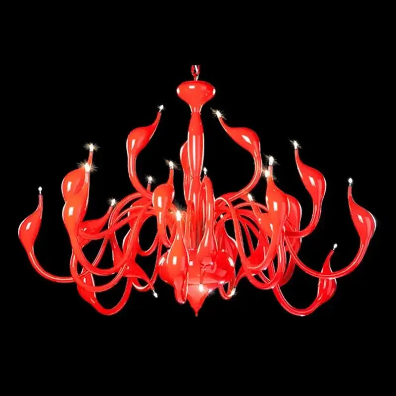 Elegant white glass iron swan pendant chandelier for living room