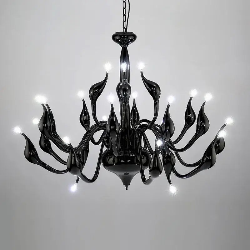 Elegant white glass iron swan pendant chandelier for living room