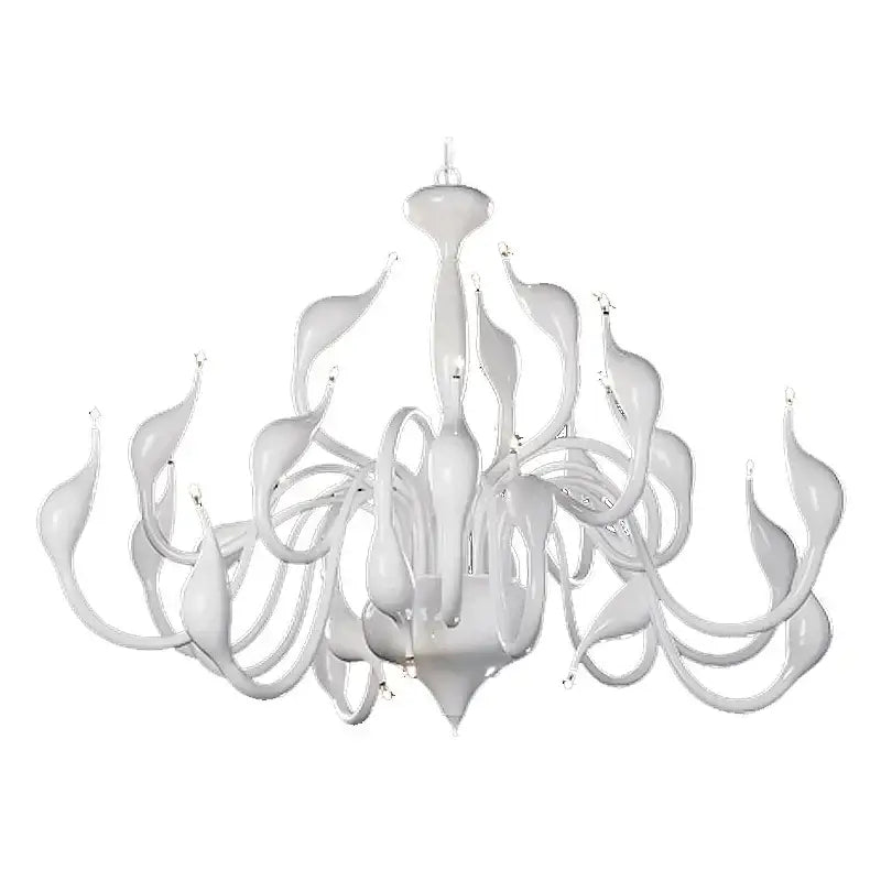 Elegant white glass iron swan pendant chandelier for living room