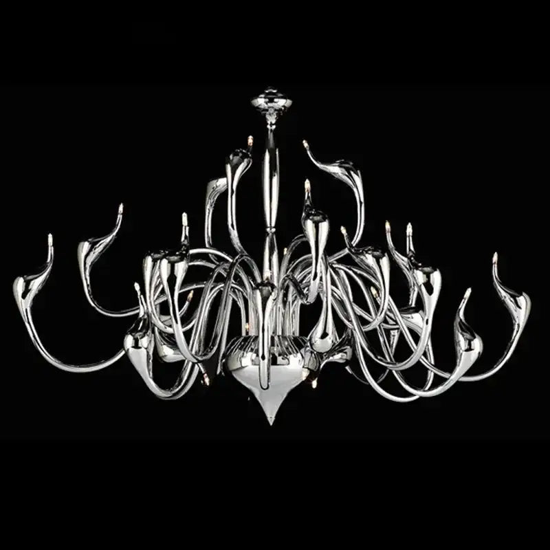 Elegant white glass iron swan pendant chandelier for living room