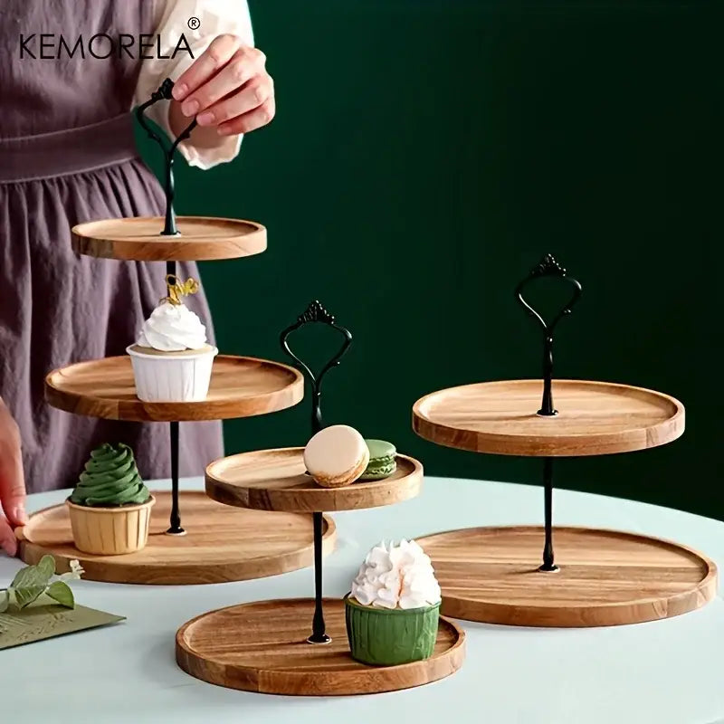 Elegant wood and black metal dried fruit tray dining room dessert stand