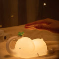 Elephant silicone night light bedroom decor with green clover