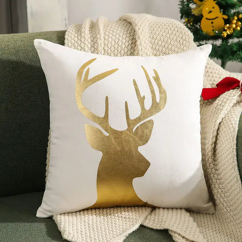 Embroidered christmas pillow covers white & gold living room decor