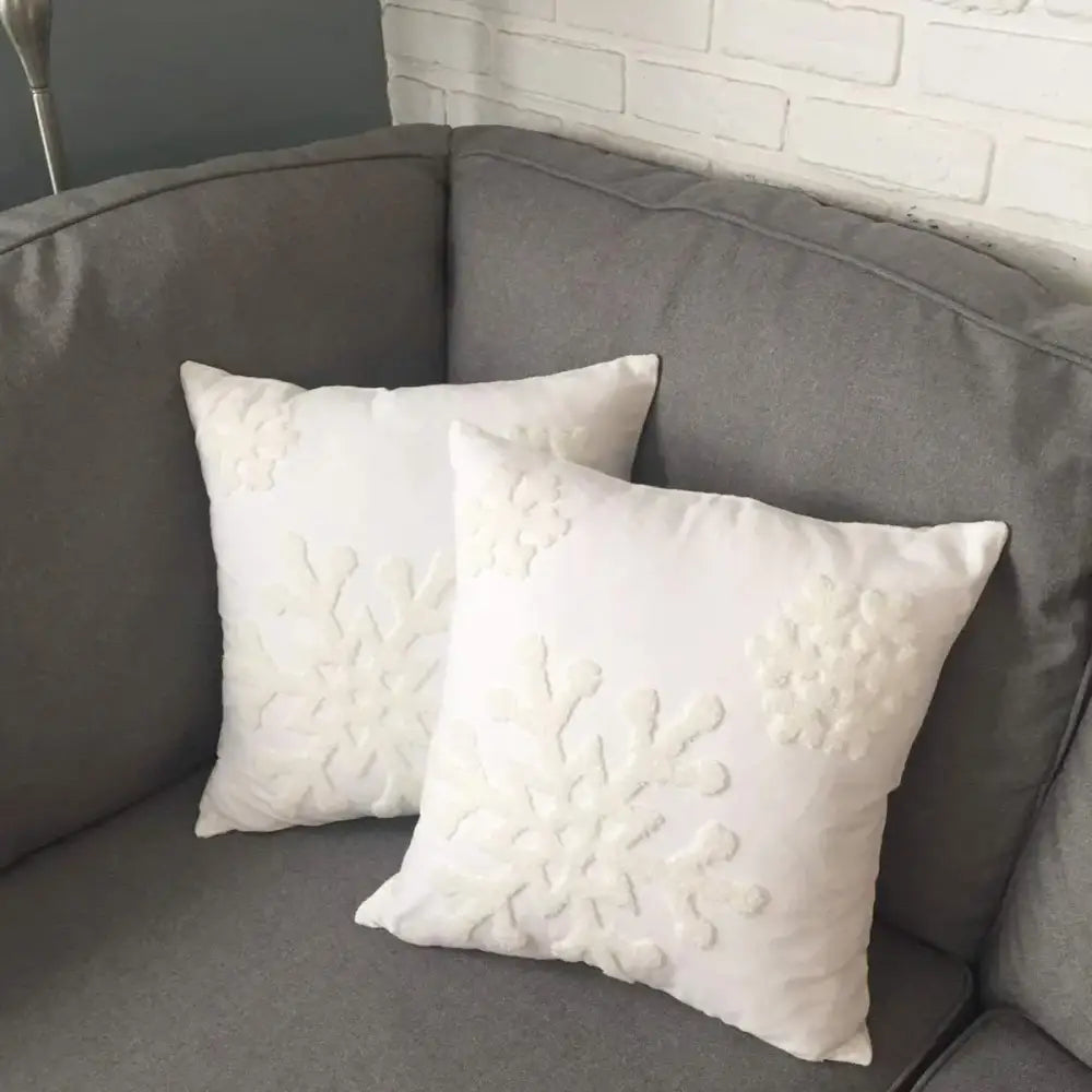 Embroidered christmas pillow covers white & gold living room decor