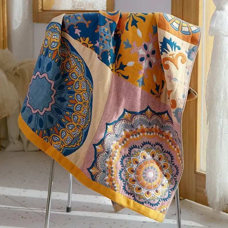 Embroidered cream fruit cotton gauze bath towels bathroom decor